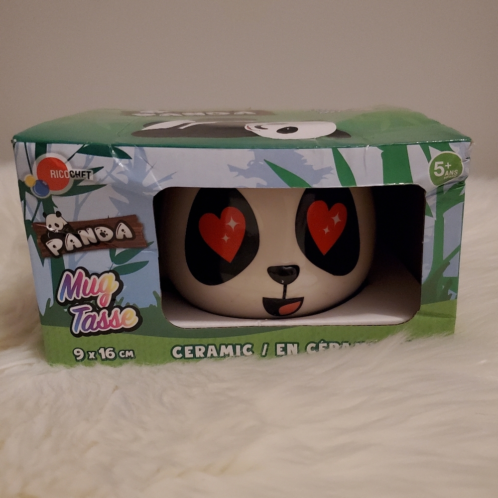 🌷3/$15 Panda Ceramic Mug with Heart Eyes FLAWS